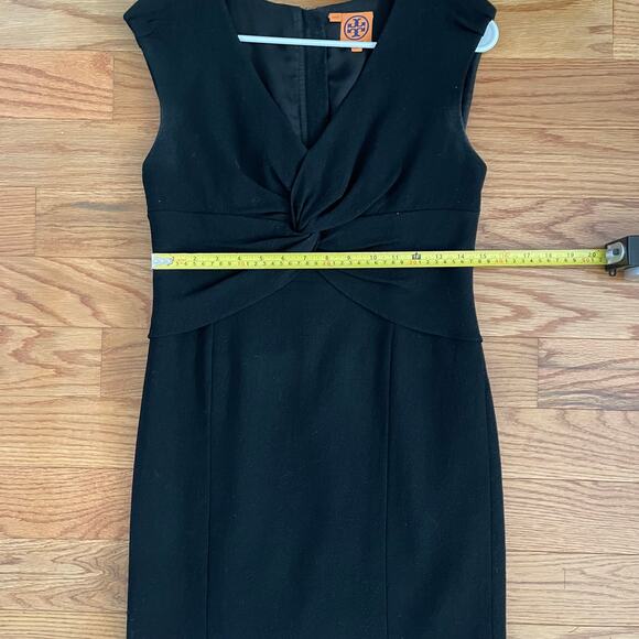Tory Burch Patrice Twist Front Sheath Dress Sz 4 Black Classic Workwear Cocktail - Picture 11 of 13